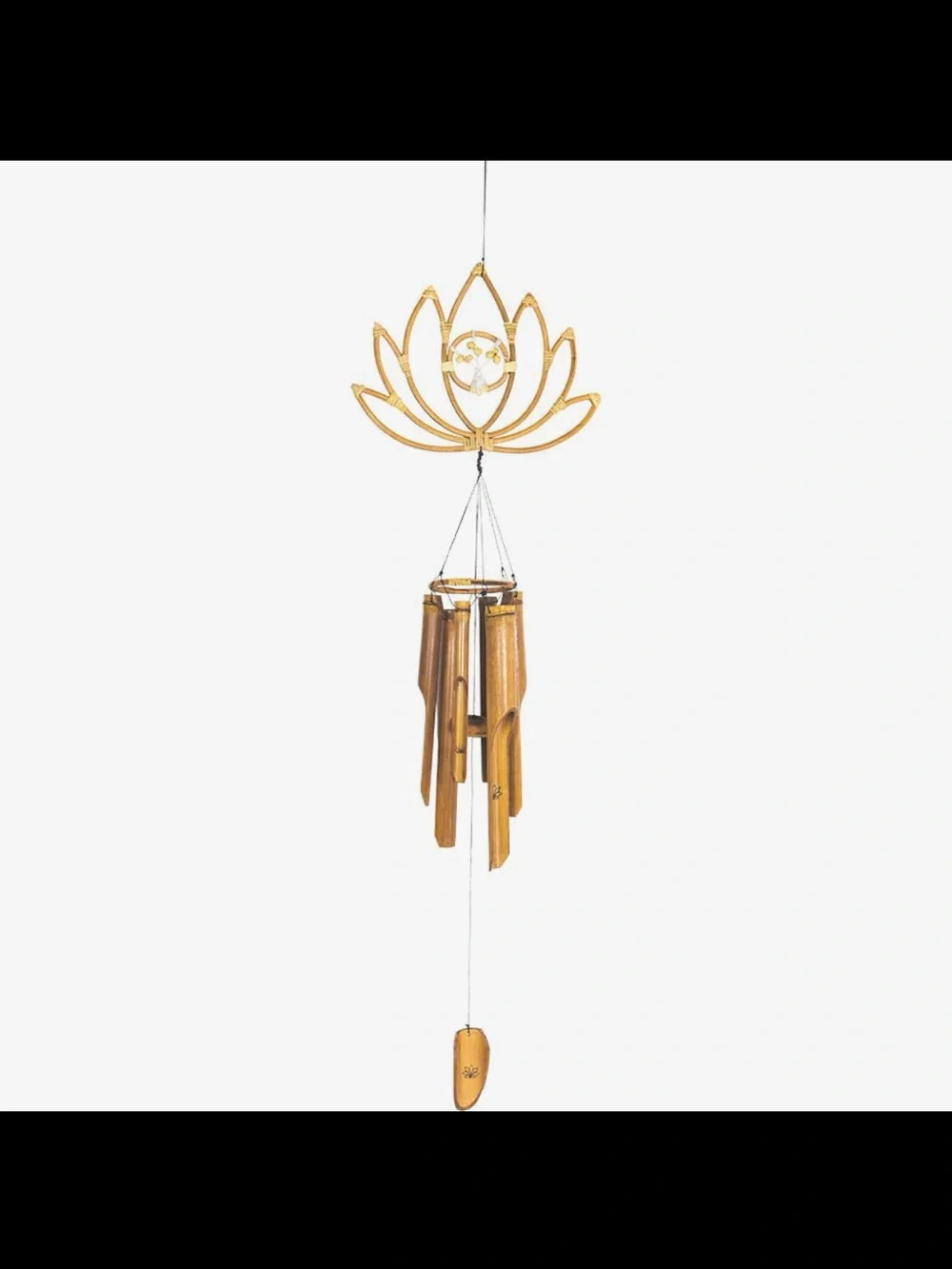 Lotus-Style Bamboo Wind Chime Wall Decor - Brown